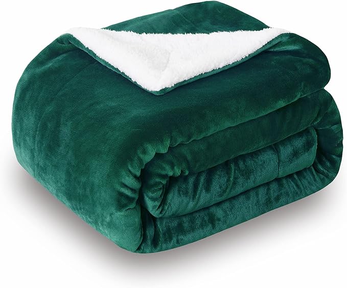 SOCHOW Sherpa Fleece Throw Blanket, Double-Sided Super Soft Luxurious Plush Blanket Twin Size 60 inchx80 inch, Green