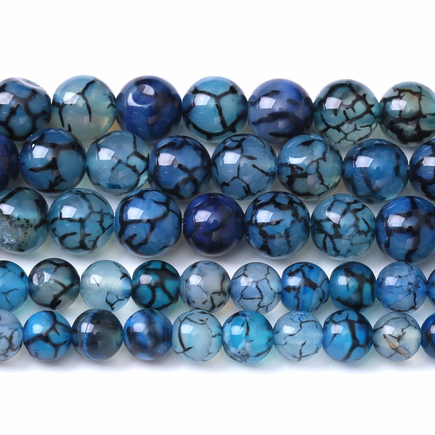 6MM 60PCS Natural Stone Blue Dragon Vein Agate Loose Beads for Jewelry Making DIY Bracelet Necklace