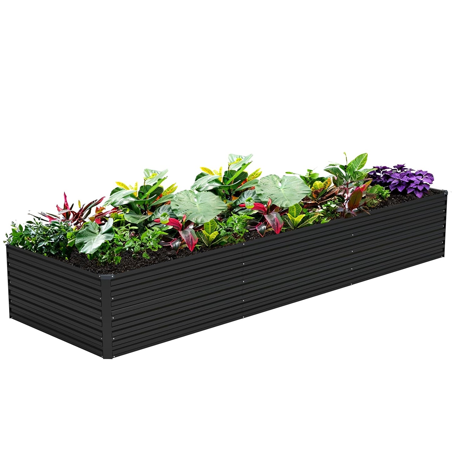 Vengarus 12x2x2FT Galvanized Raised Garden Bed Kit, Deep Root Planter Box Outdoor Large Planter Raised Beds for Planting Flowers,Vegetables and Herbs-Black