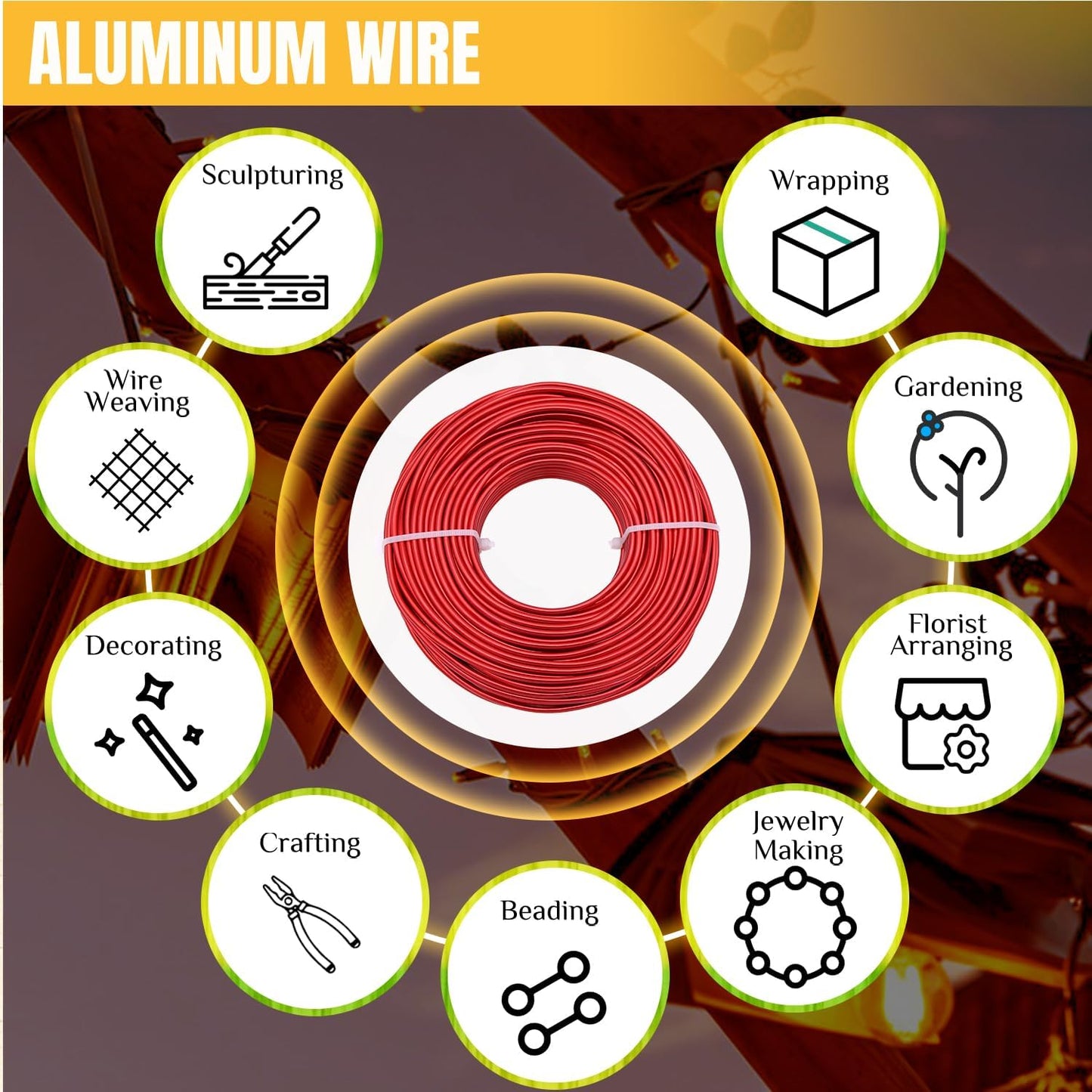 Red Aluminum Craft Wire 2mm×100FT Bendable Metal Wire 14 Gauge for Christmas Jewelry Making DIY Art Projects Floral Fishing Reusable Wires