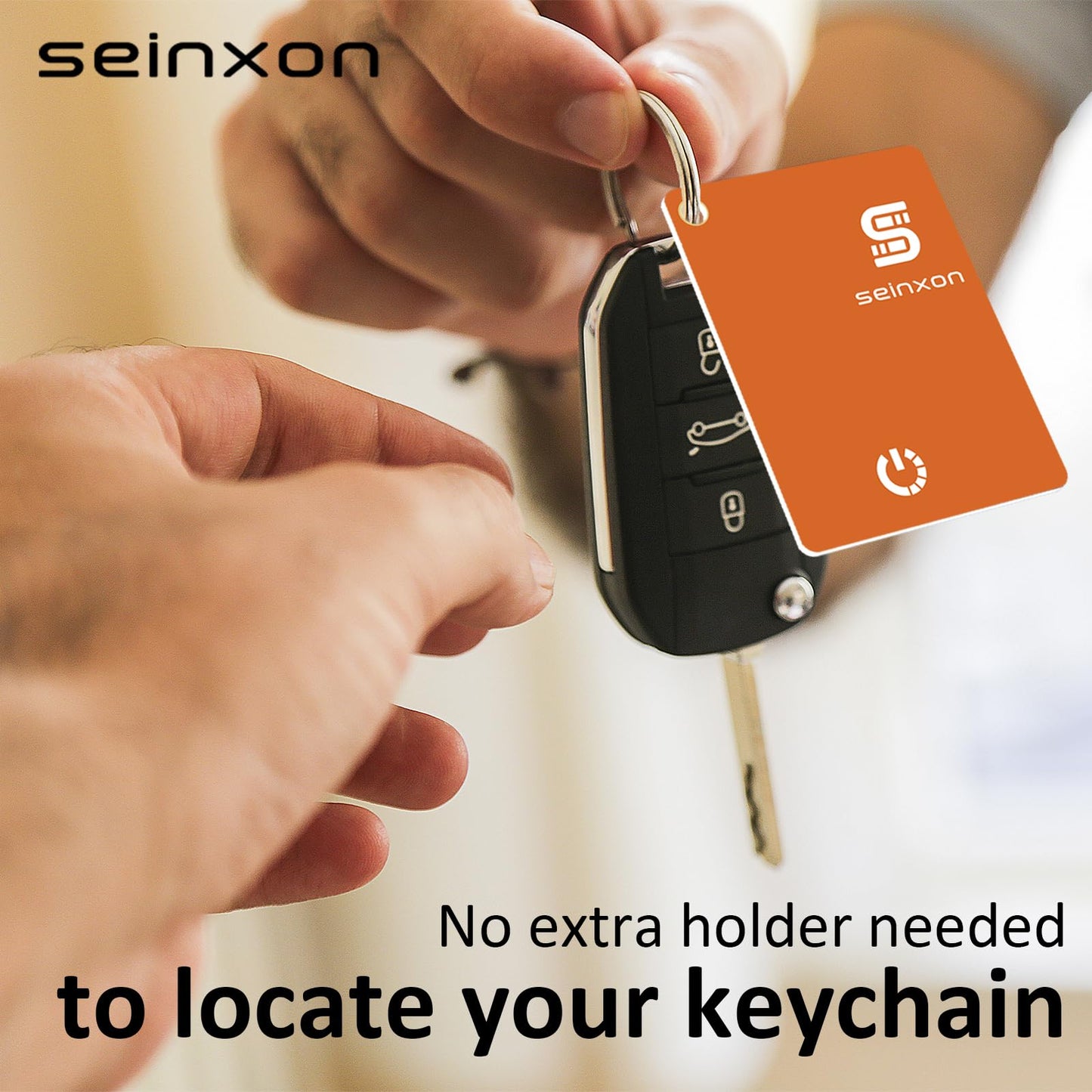 Keys Tracker Wallet Finder Card IP68 Luggage Purse Item Tracker Works with Apple Find My APP & Network with Recharge Clip (iOS Only) Orange