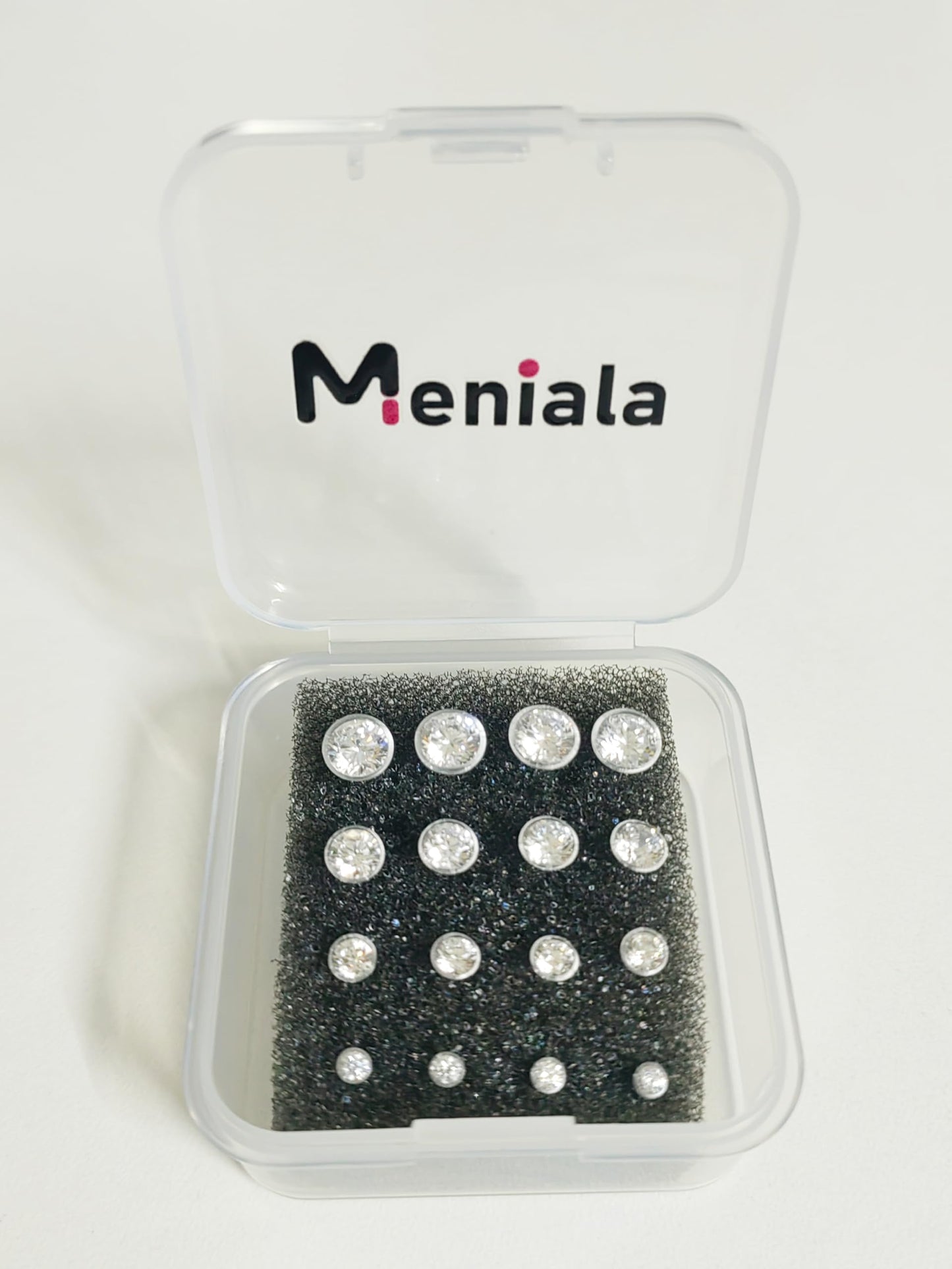Anti Allergy Hypoallergenic Plastic Stud Earrings Set, 8 Pairs with Silicone Backs, 2-5mm Cubic Zirconia for Sensitive Ears (Clear)