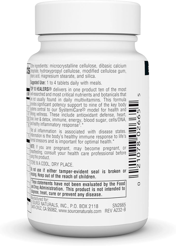 Source Naturals Top 10 Healers, Power Nutrition for Wellness* - 30 Tablets
