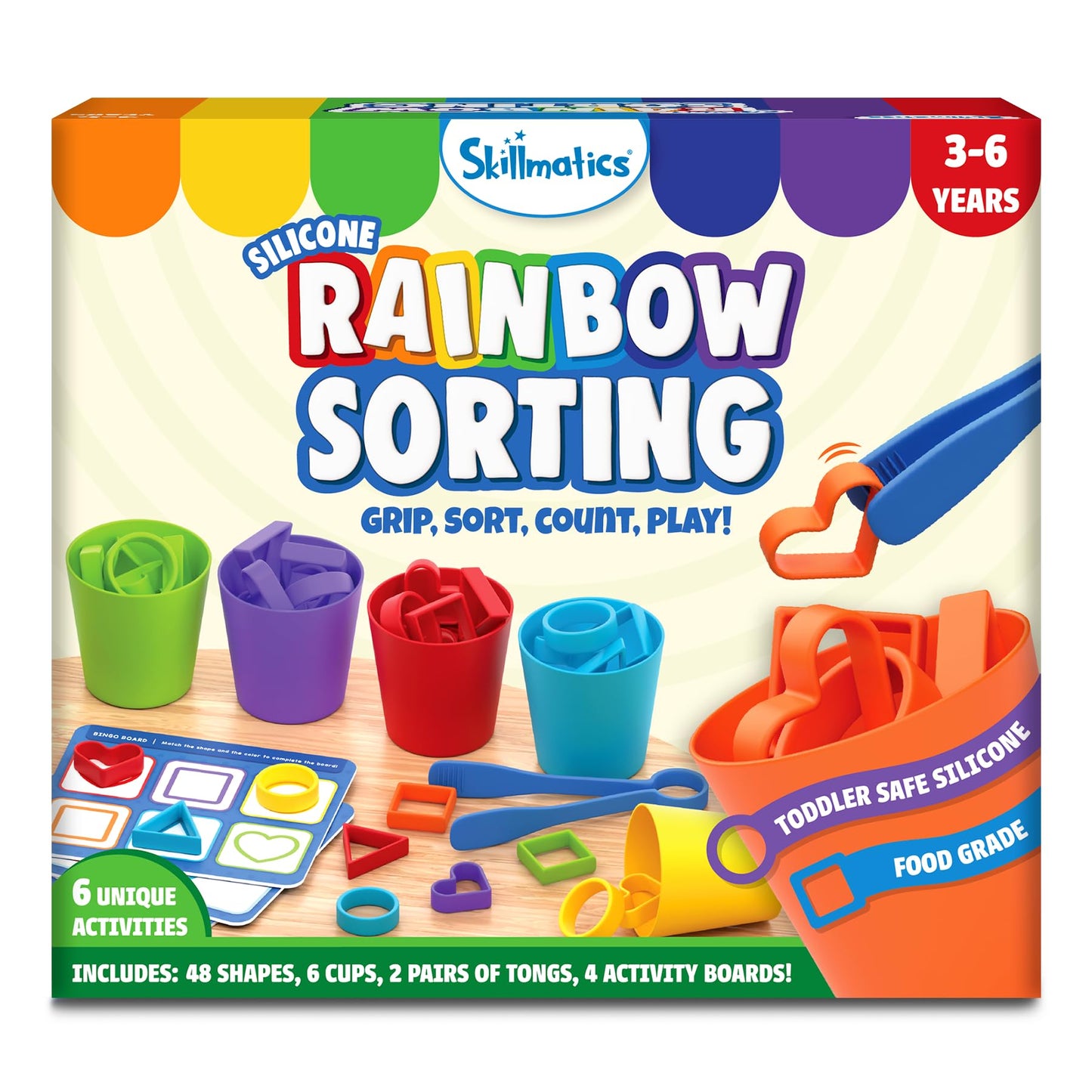 Skillmatics Silicone Rainbow Sorting Game - Learning & Educational Toy, Sorting, Counting & Sequencing Skills, Gift for Toddlers & Preschoolers Ages 3, 4, 5, 6