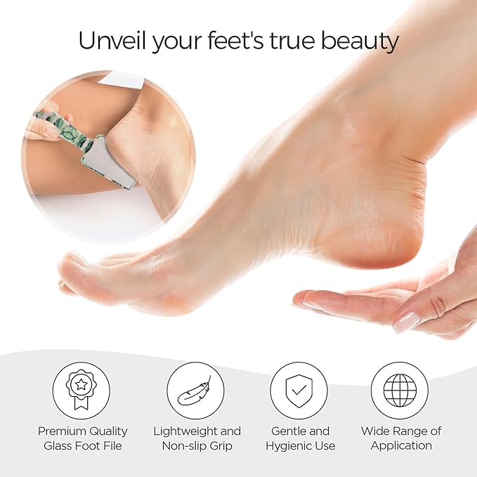 Pop Sonic Nano Glass Foot File (1 Unit) | Foot Callous Removal for Smooth, Soft Feet | Foot Scraper for Dead Skin Remover | Perfect Pedicure Tools at Home or Salon Use (Tropical Palm)