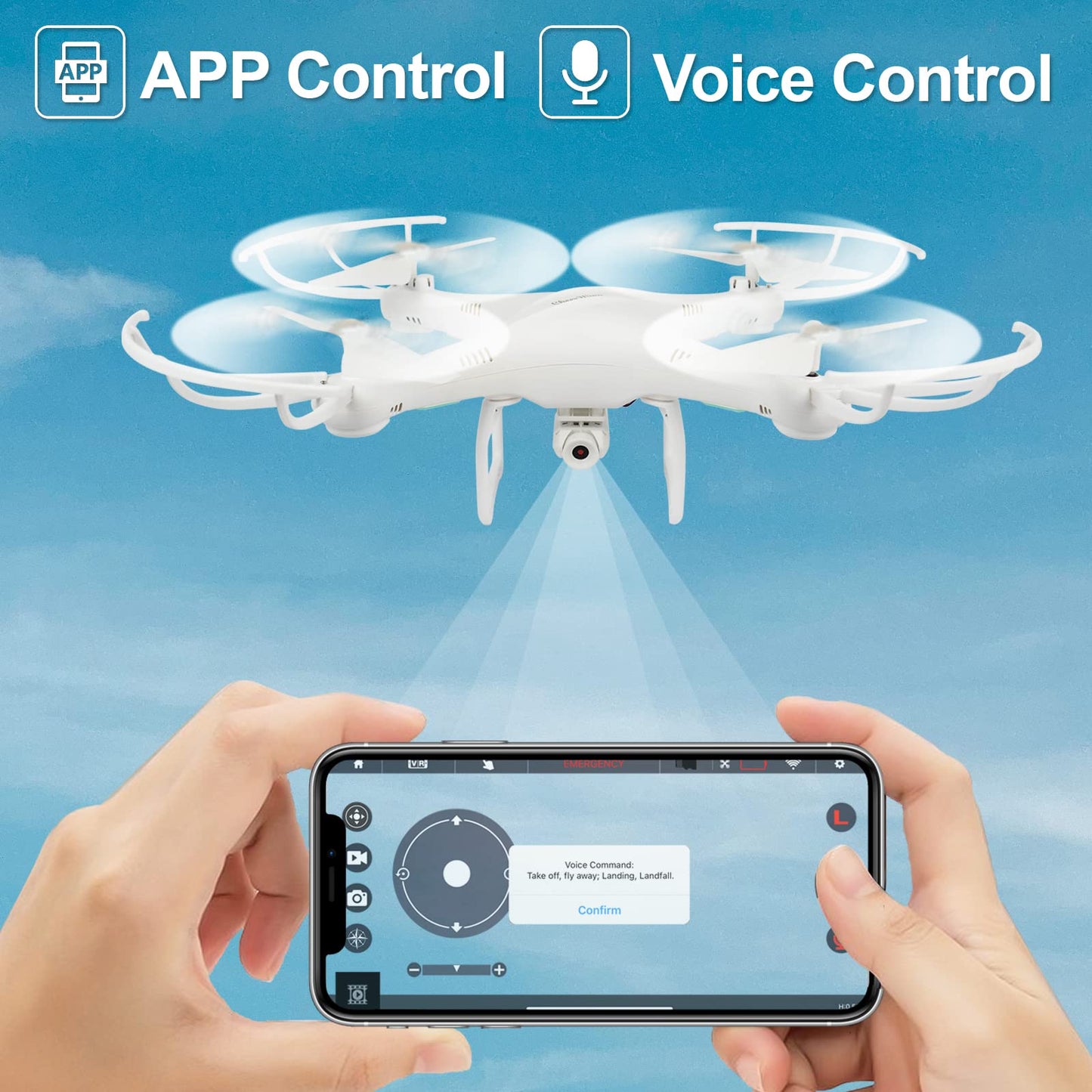 Cheerwing CW4 RC Drone with 720P HD Camera for Adults RC Quadcopter with Auto Hovering, One Key Start, Custom Flight