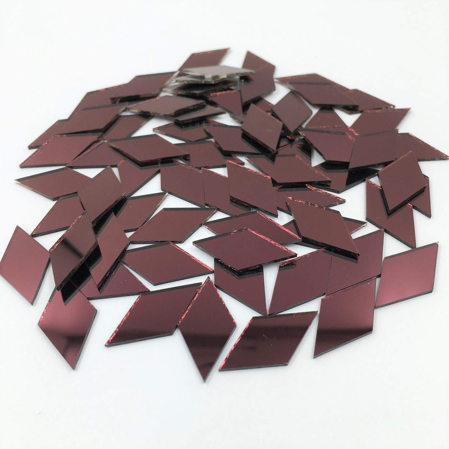 NUO RUI 200pcs 1" x 1/2" Diamond Shape Mirror Mosaic Tiles Purple Craft Mirrors