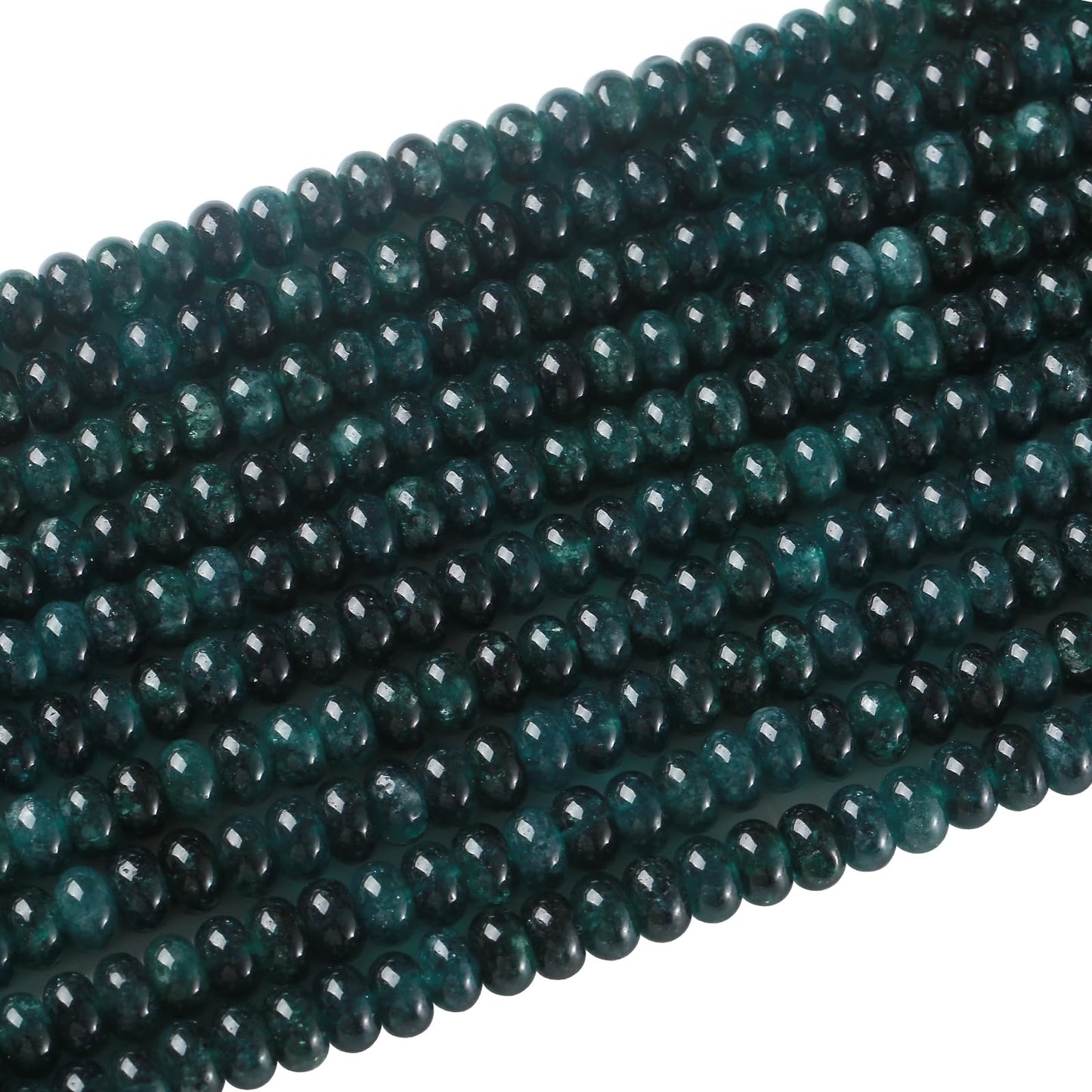 76pcs 5x8mm Natural Stone Dark Blue Jade Rondelle Spacer Loose Beads Abacus Disk Stone Round Loose Gemstone Beads for Jewelry Making DIY Bracelet Necklace