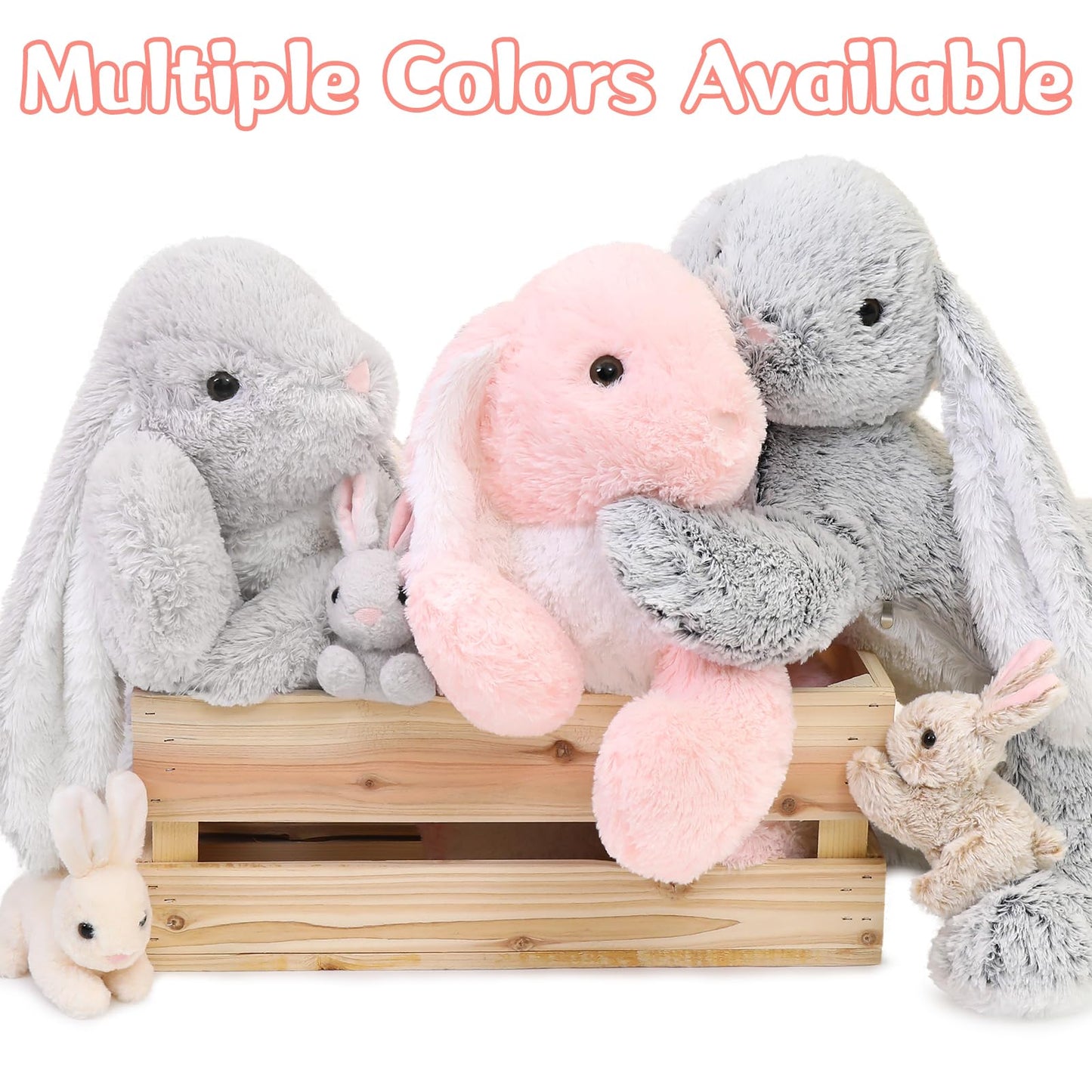 MaoGoLan 4Pcs Giant Bunny Stuffed Animal with 3 Babies Inside, 24" Easter Bunny Plush Toys, Soft and Cuddly Pink Stuffed Rabbit Gift for Kids,Girls,Boys,Teens