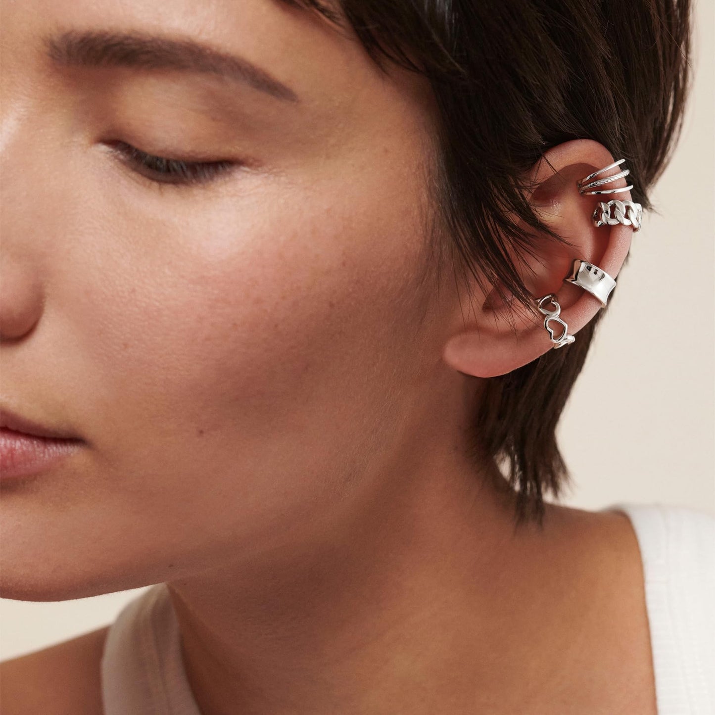 Ear Cuffs 925 Sterling Silver Fake Ear Cuffs Non Piercing Ear Conch Clip on Earrings for Women