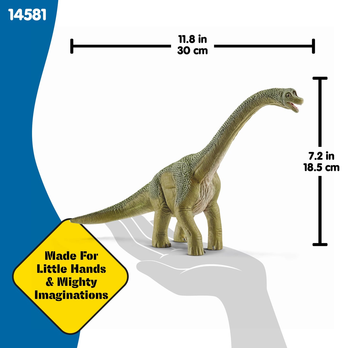 Schleich Dinosaurs - 9.5" Brachiosaurus - Realistic, Durable Green Dinosaur Toy - Educational Fun Long Neck Dino Figurine for Boys and Girls - Montessori Figures for Kids Ages 4+ | 14581