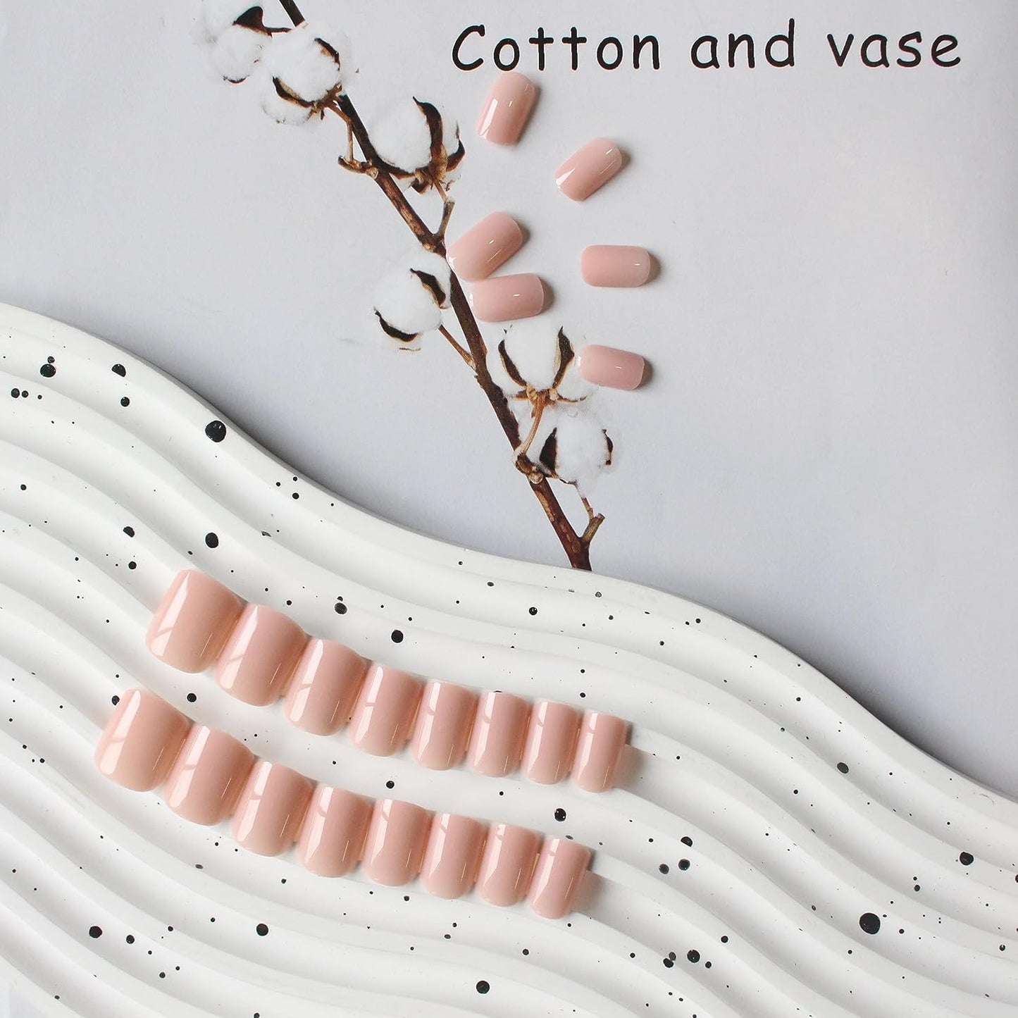 KQueenest Nude Pink Press on Nails Short Square, Soft Gel Fake Nails Short Natural Glue on Nails Solid Color Stick on Nails Press on for Women Daily Office Manicure