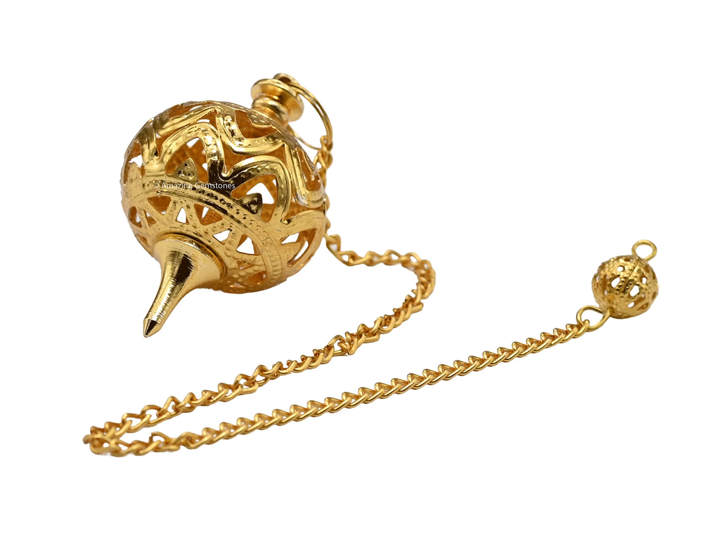 Amazing Gemstone Healing Metal Pendulums for Divination, Gold Hanuman Mace Open Chamber Steel Copper Pendulum High Energy Pendulo de Bronce Pendulos de Mesa MP50
