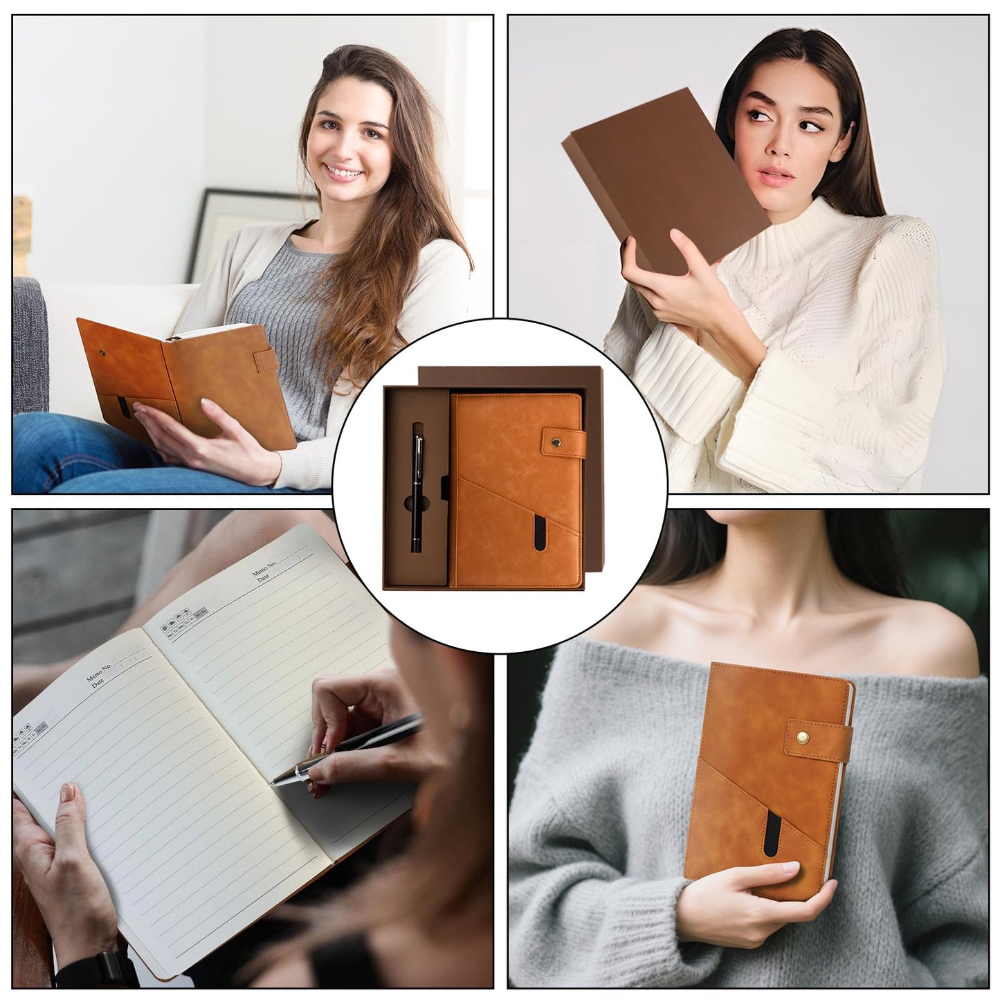 HAIJSEVR A5 Lined Leather Journal Notebook with Pen Set, Vintage Hardcover Diary A5 Notebook with Magnetic Closure, Personalized Travel Journals Classic Business Gift Box Bag Set for Christmas Birthday