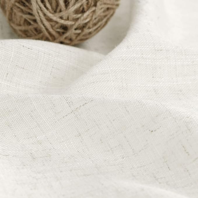 Cream Linen Back Tab Curtains 63 Inch Length for Living Room 2 Panel Set Neutral Modern Farmhouse Window Curtain Privacy Semi Sheer Linen Drapes Rustic Pinch Pleated Look Curtain Natural Ivory