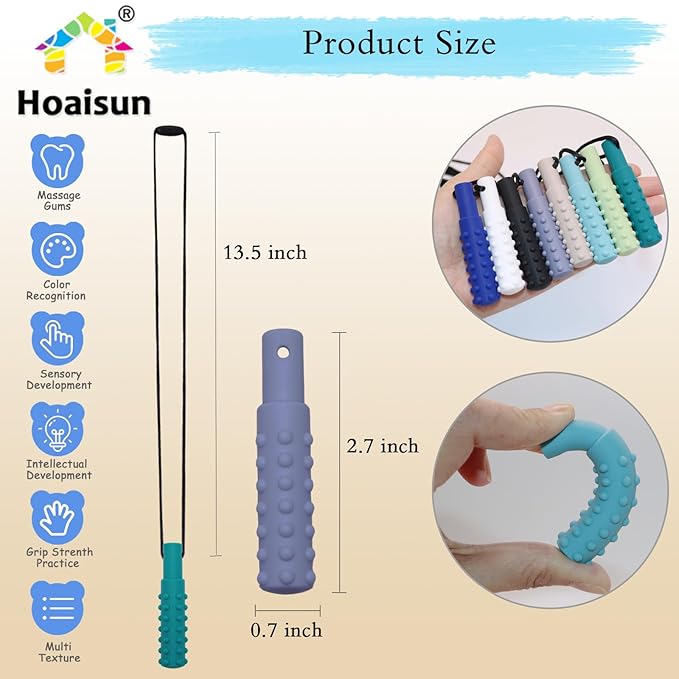 Chew Necklaces for Sensory Kids Boys, 8 Pack Chewy Necklace Sensory Toys for Kids with Autism, ADHD, SPD, Biting, Silicone Autism Sensory Products Chew Toys for Adults Reduce Chewing Biting Fidgeting