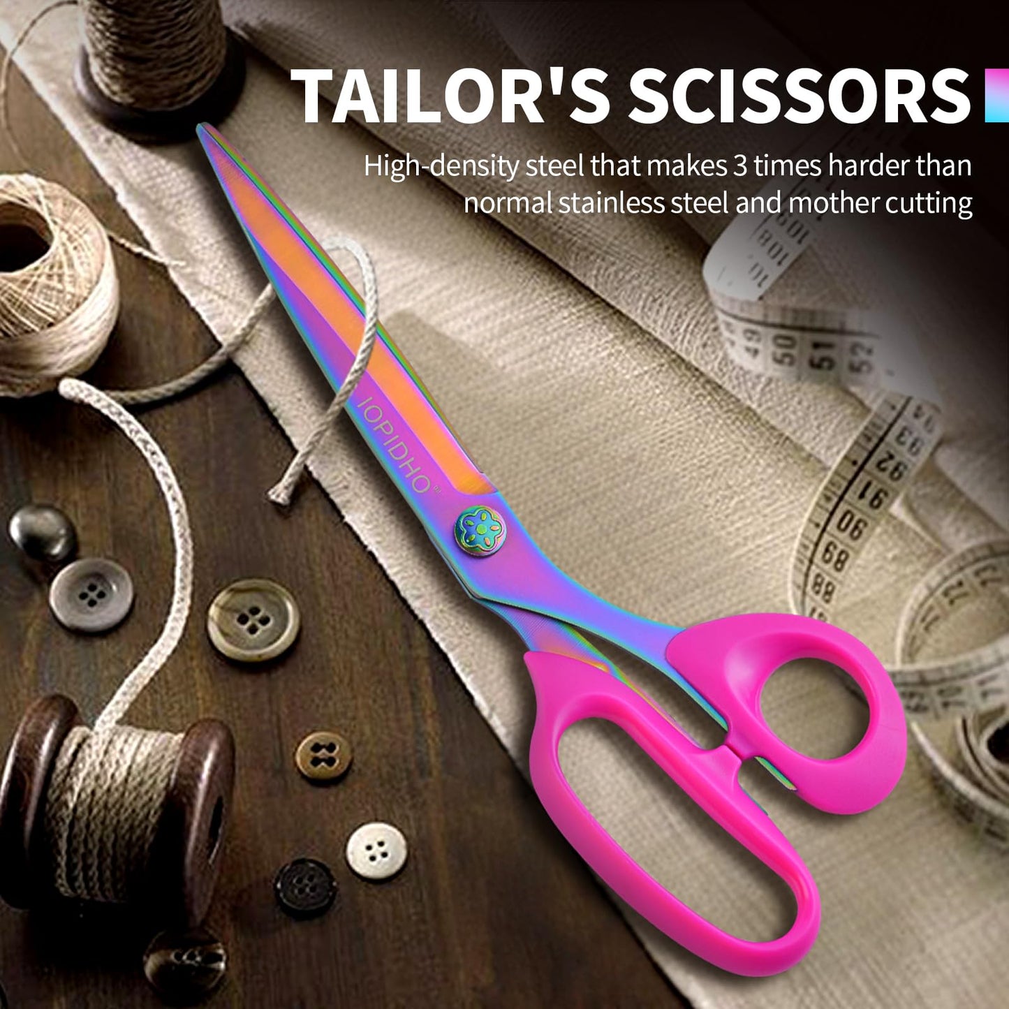 Fabric Scissors Stainless Steel Multi-Purpose shearswith Professional Titanium Coating forfor cutting clothes Leather Sewing Home and Office10 in (10-inch)