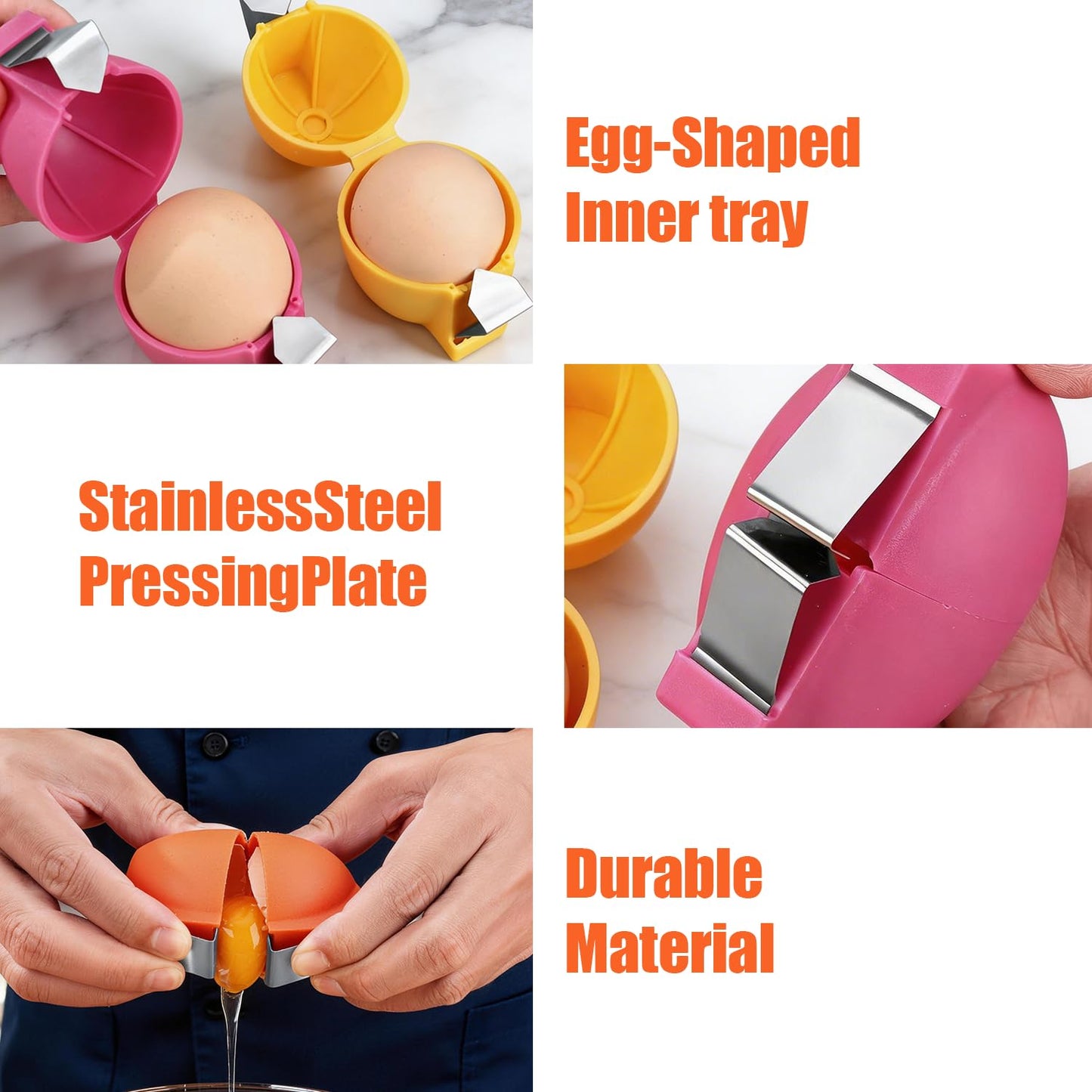 2PCS Egg Shell Opener,2026 Upgrade Stainless Steel Egg Cracker Tool,Multifunctional Egg Shell Opener for Raw & Hard-Boiled Eggs,Handheld Kitchen Gadget for Easy Peeling & Separating