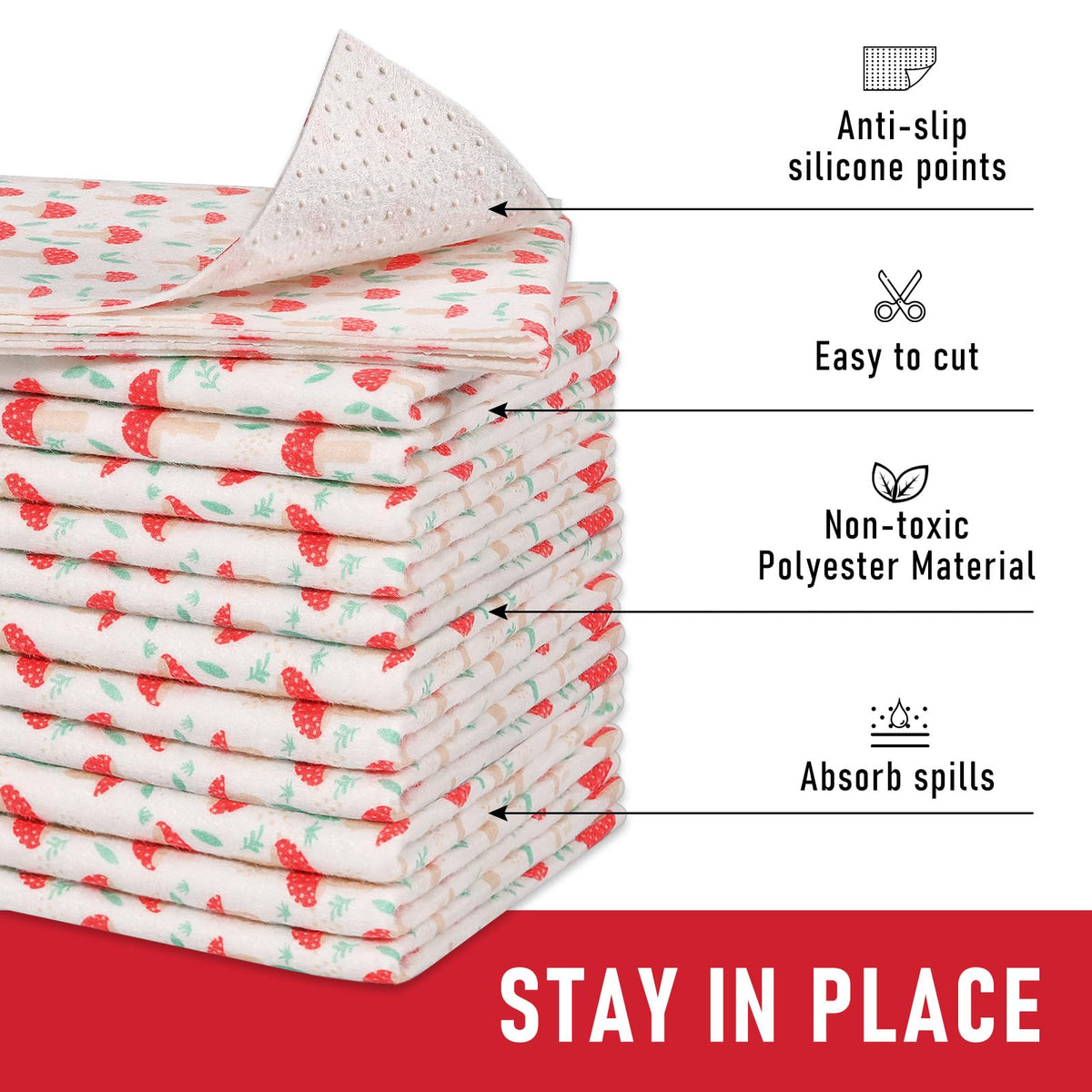 6 Pack Cloth Shelf Liners for Kitchen Cabinets