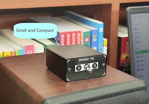 SPRODIO 2 Port 3.5mm Stereo Audio Switch Box AUX Headphone Speaker Manual selector switcher Use 6A Toggle Switch (2 in 1 Out / 1 in 2 Out) -T21