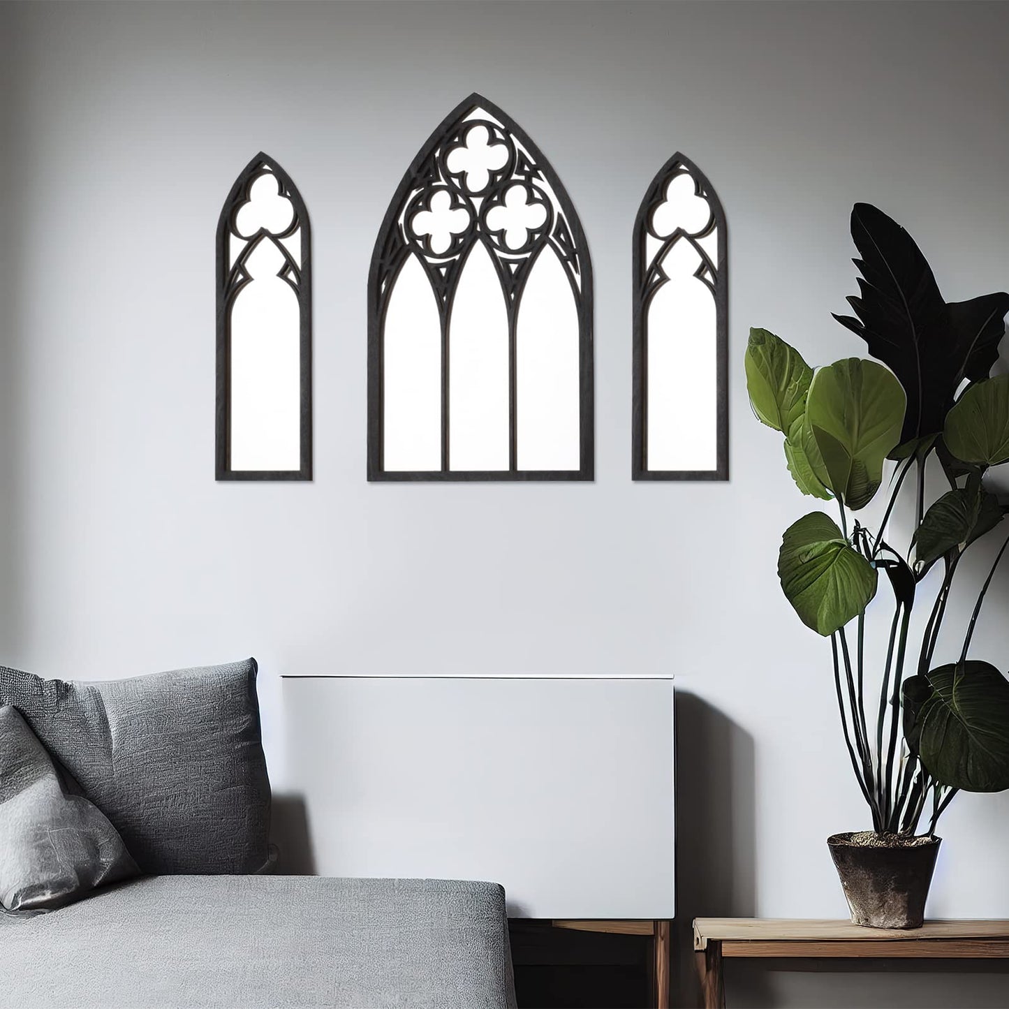 BOUMUSOE 3 Pack Gothic Mirrors, Cathedral Arch Frame, Tiny Gothic Room Decor - 9.8 inches Spooky Decorative Rustic Wall Hanging for Bedroom & Bathroom