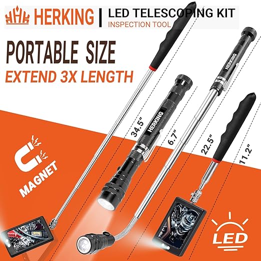 Mens Valentines Day Gifts for Him Telescoping Magnetic Pickup Tool Set - Inspection Mirror, Birthday Gifts for Men Dad Boyfriend Husband Mens Gifts Ideas 2-Pack
