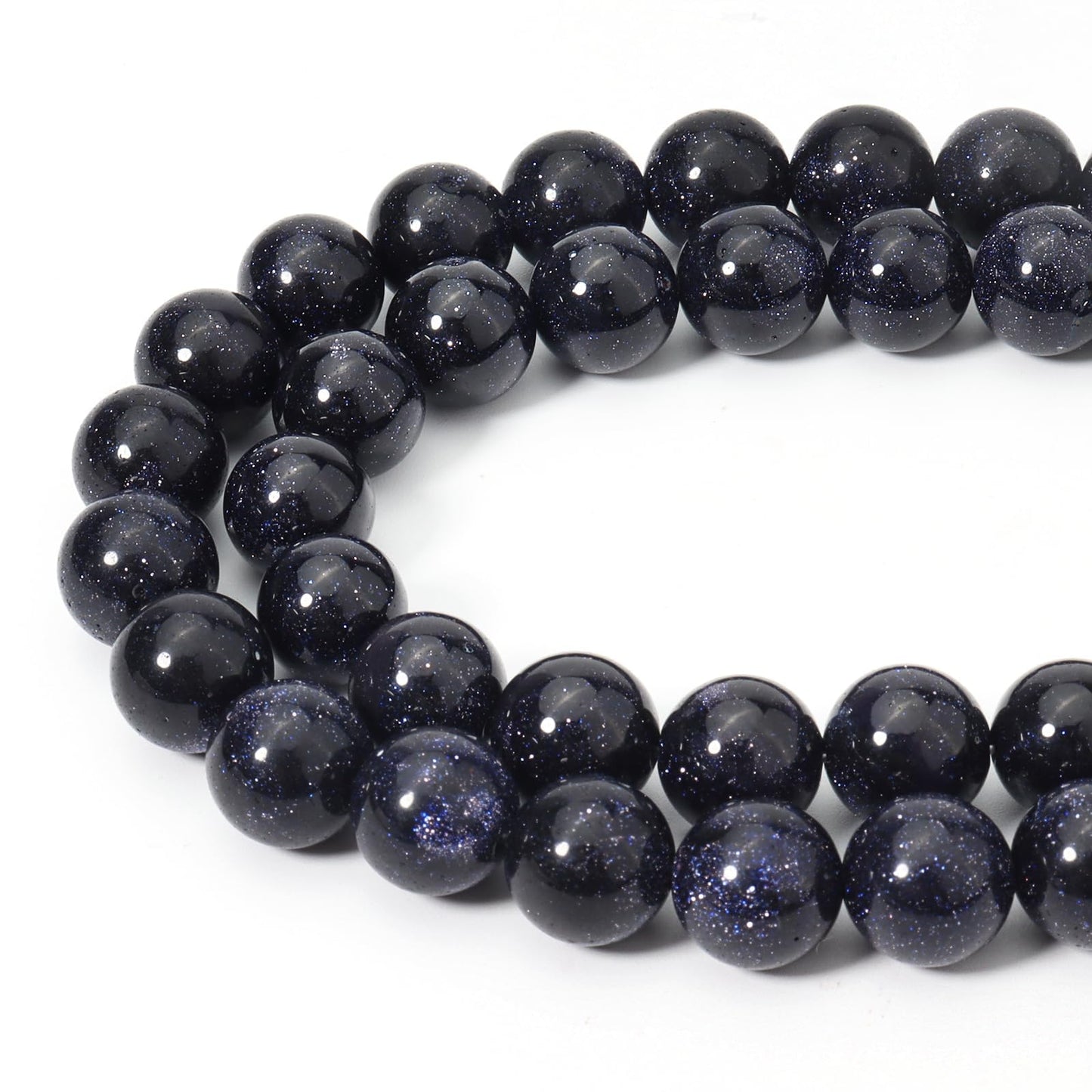 Siomia 60pcs 6mm Natural Blue Sandstone Gemstone Beads Energy Healing Crystal Round Loose Stone Beads for Jewelry Making, DIY Bracelets Necklaces
