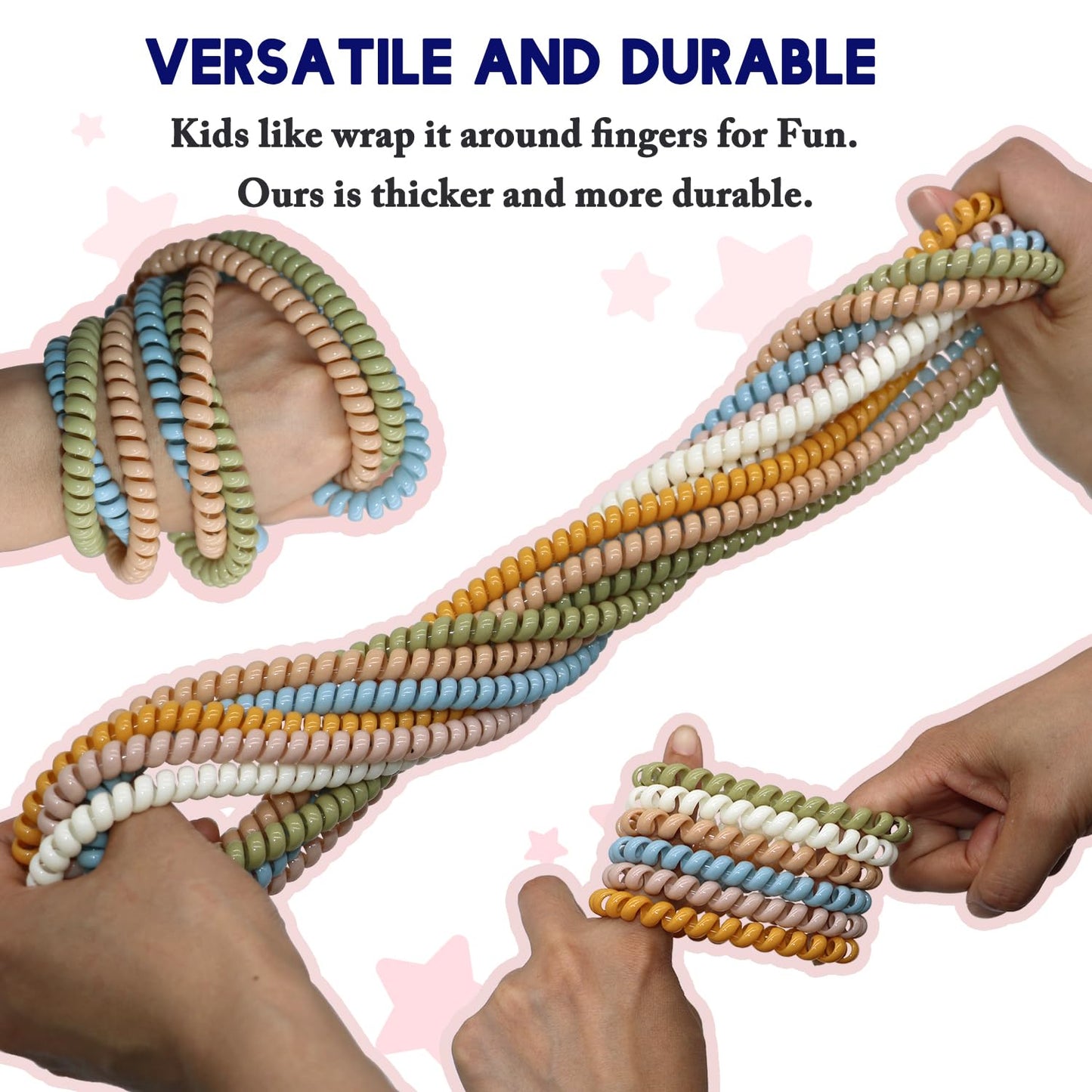 Stretchy Coil Bracelets Chewing Necklace for Kids Sensory, 18 Pack Chewy Necklace Sensory with Autism, ADHD, SPD, Silicone Stretch Sensory Chew Necklaces Bracelets Reduce Biting Stress and Anxiety