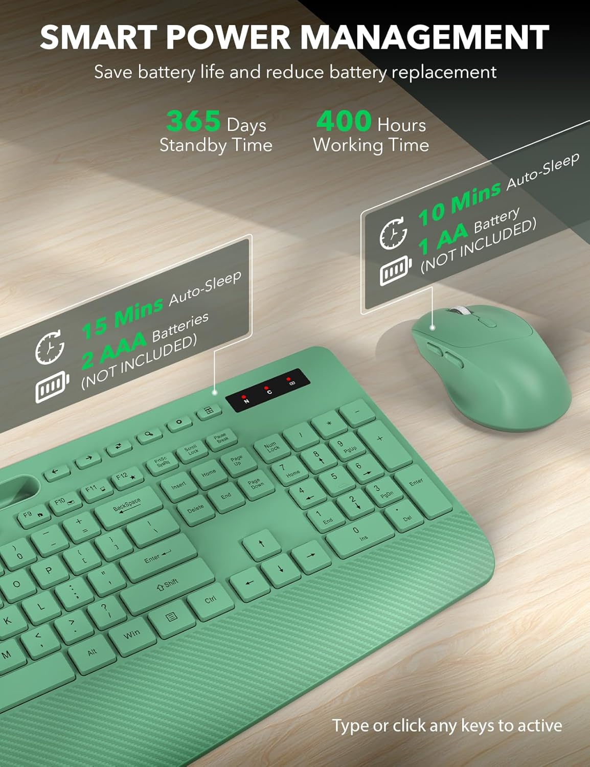 Wireless Keyboard and Mouse Combo - Full-Sized Ergonomic Keyboards with Wrist Rest, Phone Holder, Sleep Mode, Silent 2.4GHz Cordless Combo for Computer, Laptop, PC, Mac, Windows -Trueque