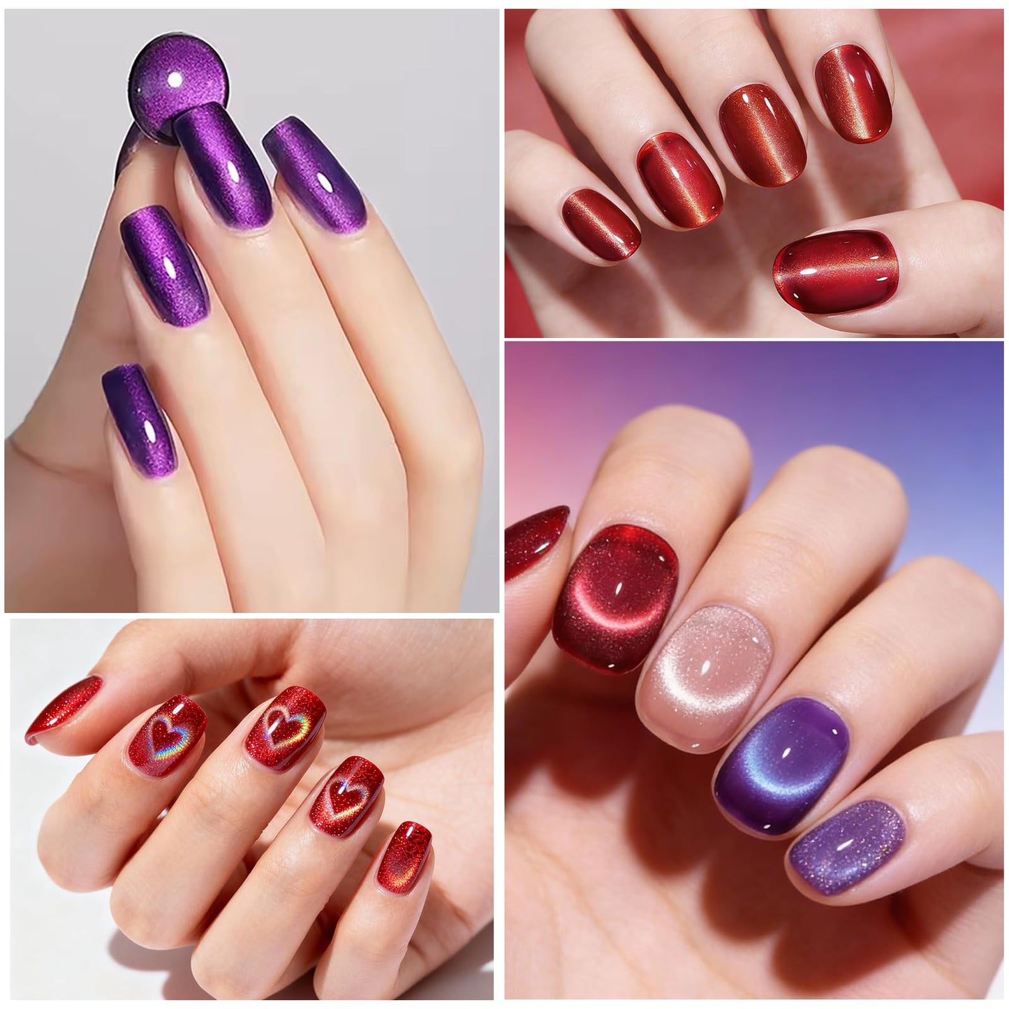 YECIRALA 2 Pcs Cat Eye Magnets For Nails with 2 pcs Y-shape Heart Design Mold Set, Cylinder Nail Magnet Pen And 5d Automatic Strong Magnet Tool For Magnetic Gel Polish, Heart Nail Polish Magnet