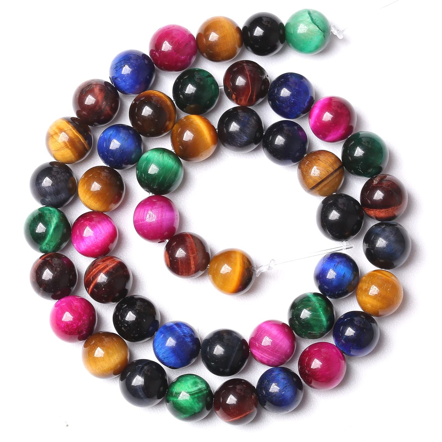 60pcs 6mm AAA Natural Colorful Tiger Eye Stone Beads Gemstone Round Spacer Loose Beads for Jewelry Making DIY Bracelet Necklace