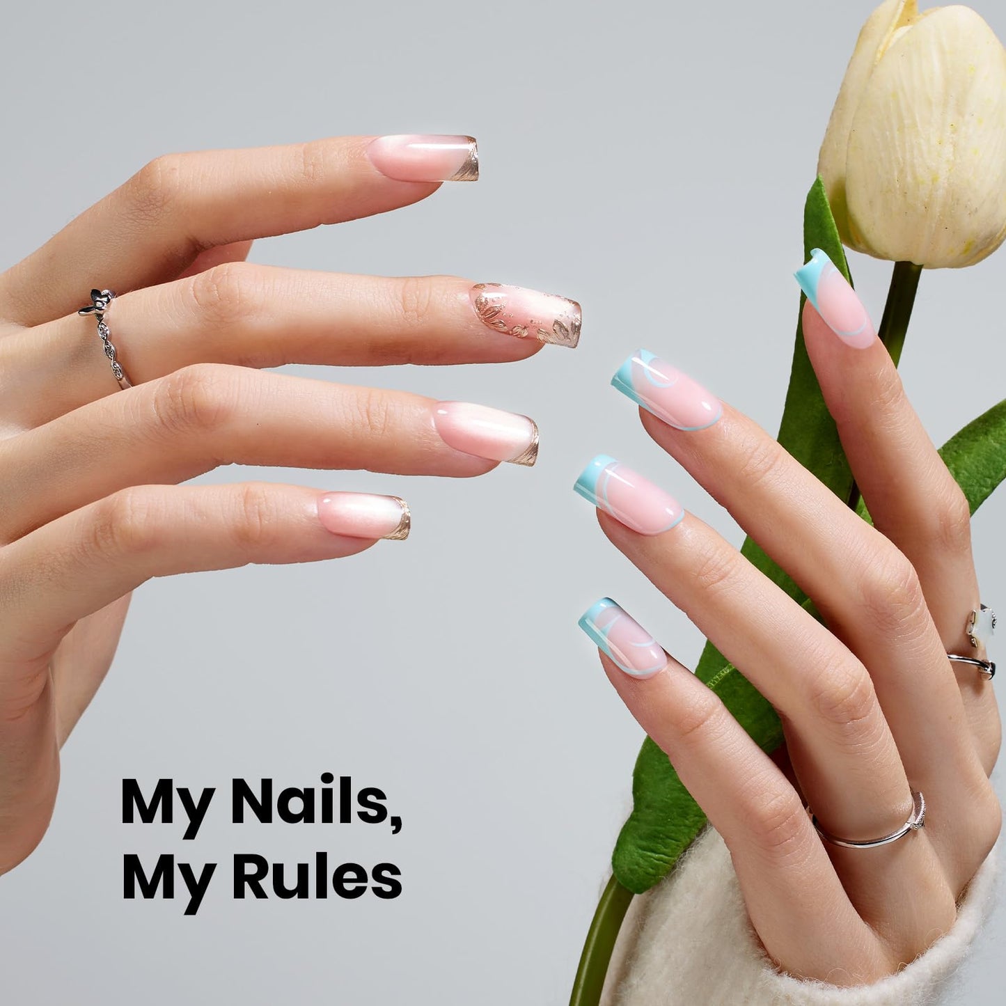 Beetles Gel Nail Tips Square Short, 320pcs 16 Sizes(00-14), Flat-X Pre-Etched Half Matte Full Cover Soft Gel Nail Tips, Natural Clear Press on False Nail Supplies, Easy DIY Nail Extension Salon Art