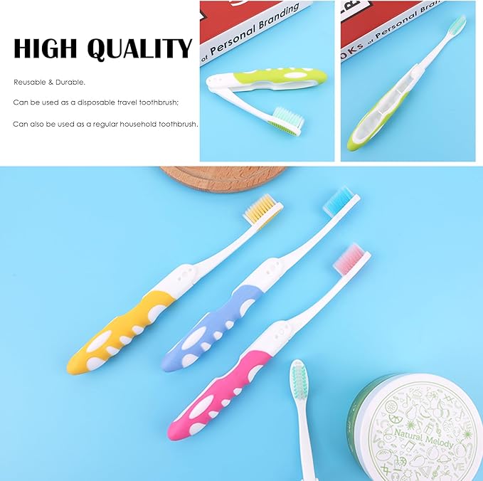 EasyHonor Folding Toothbrush Bulk,Soft Potable Size, Individually Wrapped,for Travel Camping School Home Supplies.(20 Pcs)