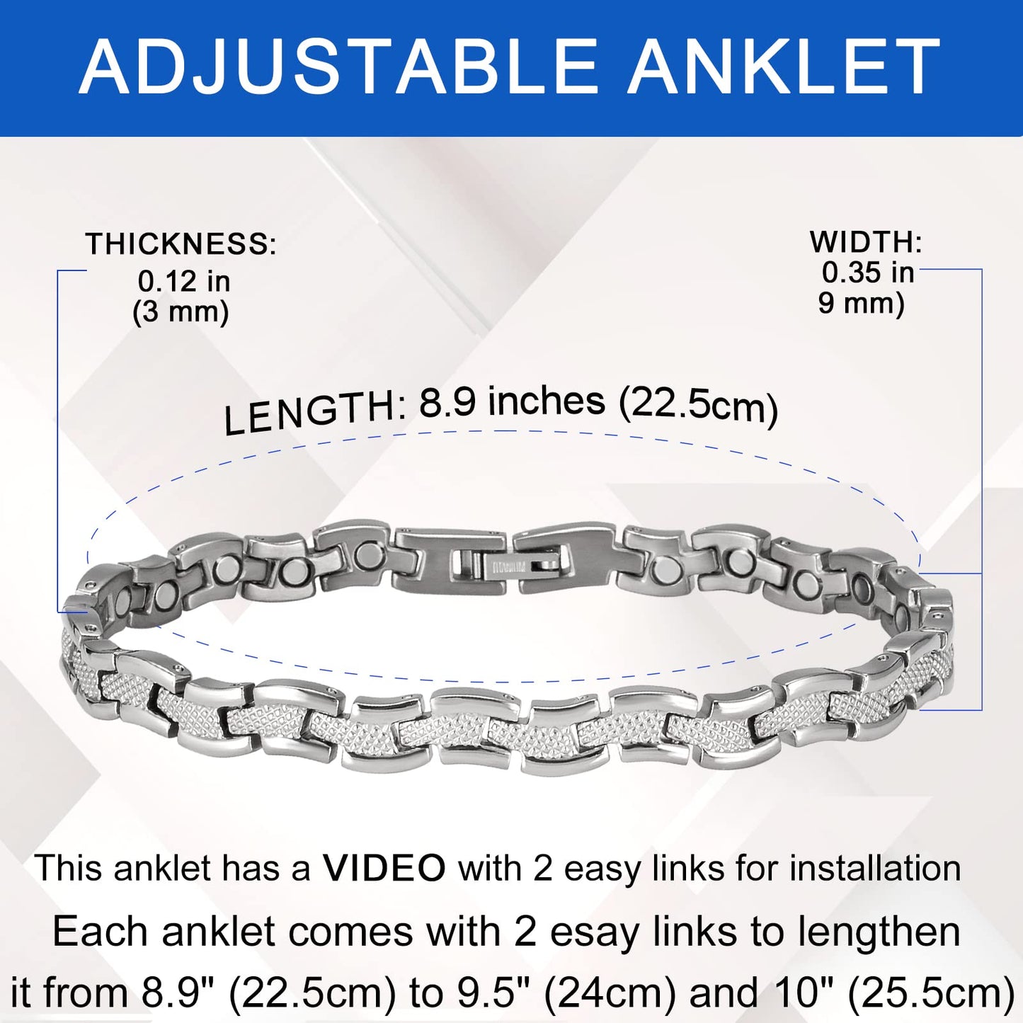 MagVIVACE Magnetic Anklet for Women, Stainless Steel Ankle Bracelet with Magnets (1)