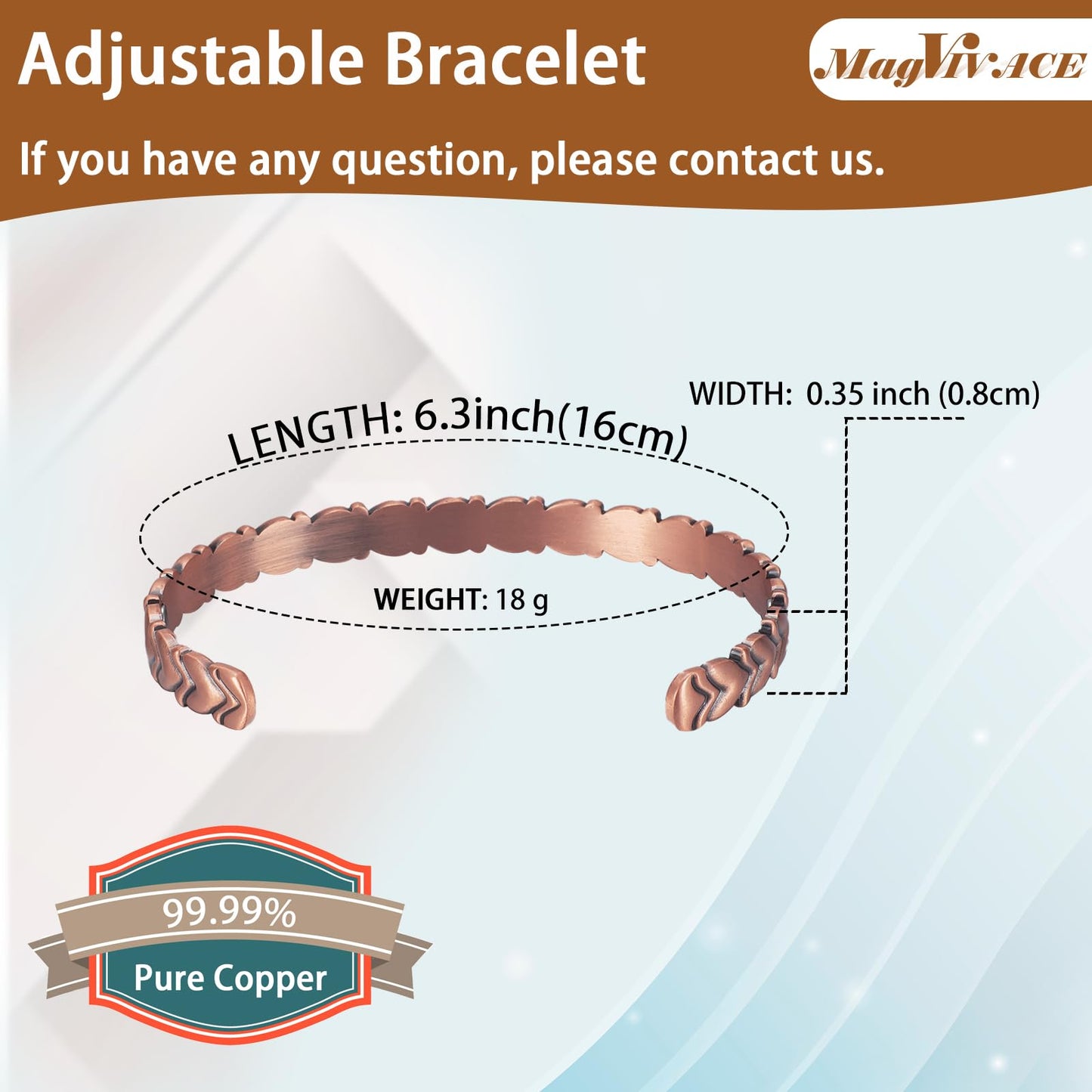 EnerCoppeX Copper Magnetic Bracelet for Women - Detox Jewelry with 3500 Gauss Magnet, Adjustable Cuff Bangle (Type-D)