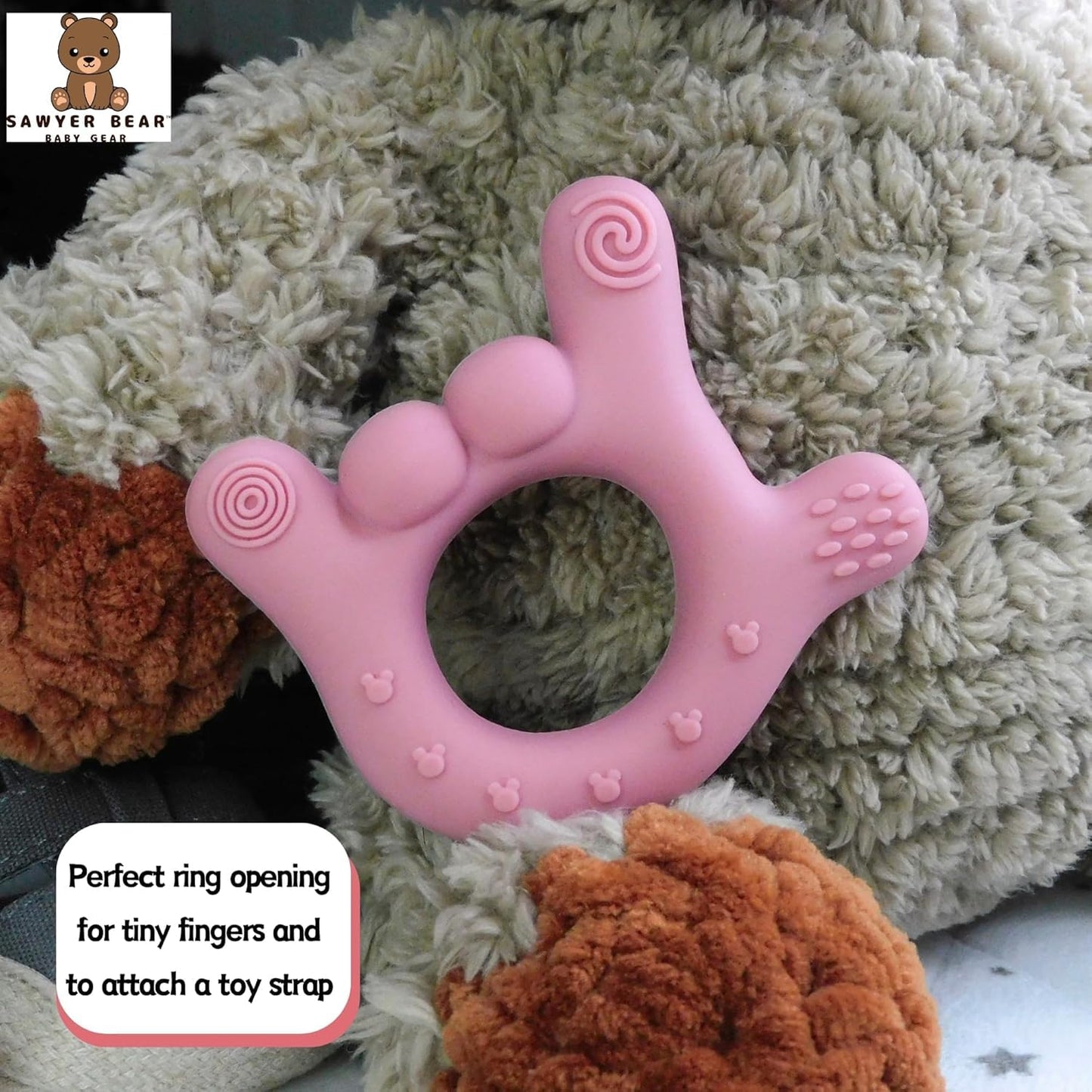 Set of 4 I Love You Silicone Hand Teether, Teethers for Babies 3-6 Months, Soft Teething Toys 6-12 Months bpa Free, Massaging Teething Relief
