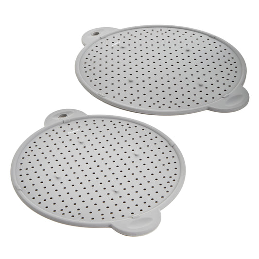 BergHOFF Essentials Heat-Resistant Silicone Splatter Screen 11", Multifunctional, Grease Straining, Cooling Rack, Prevent Burns, Grey