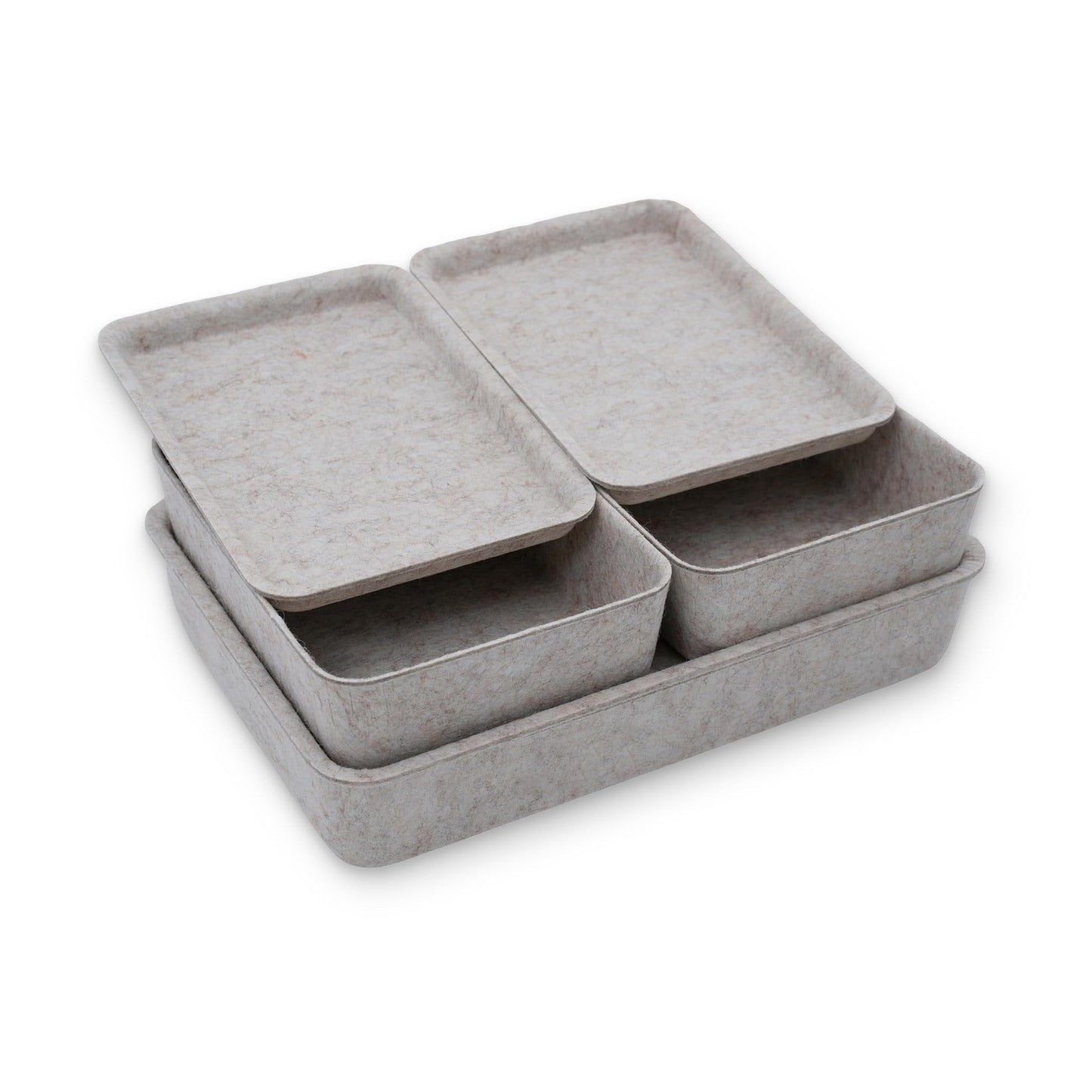 Welaxy Lidded Felt Drawer Organizer Trays with lids Desktop Organizer Bins Storage box for crafts office supplies pen notes Junk Makeup Stationery Organize 3- Pack gift idea (Oatmeal)