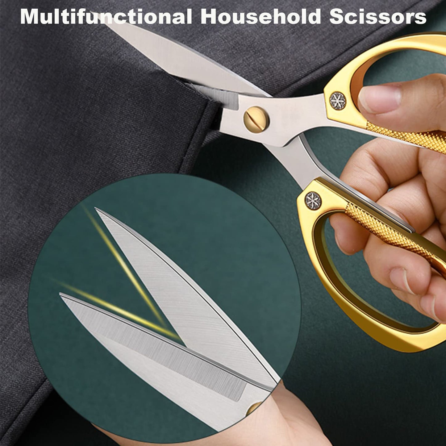 AUDAMI Stainless Steel Heavy Duty Kitchen Scissors - 2 Pack Multipurpose Food Scissors, Poultry & Meat Shears