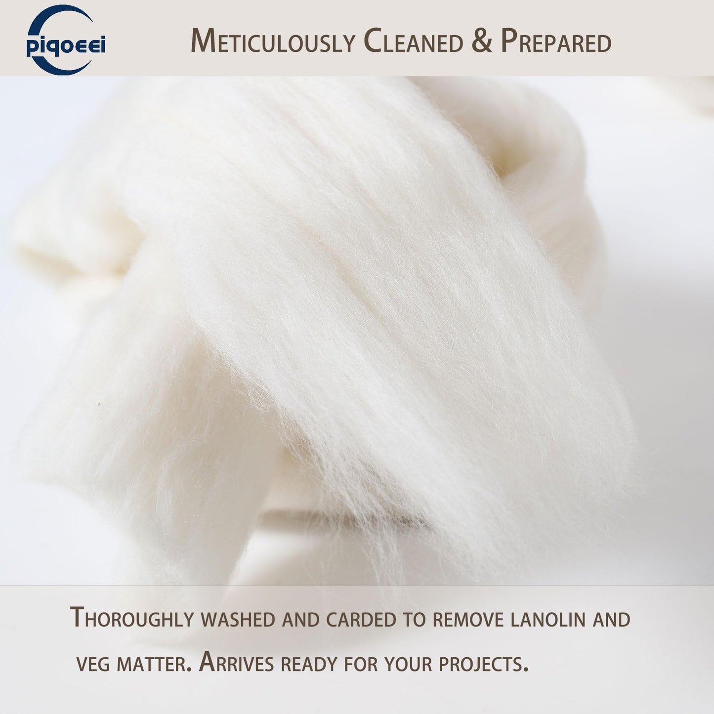 Merino Wool Roving Top for Spinning and Felting - 100% Natural Undyed, Soft Fine Wool for Needle Felting, Knitting, Dyeing (5.3oz)