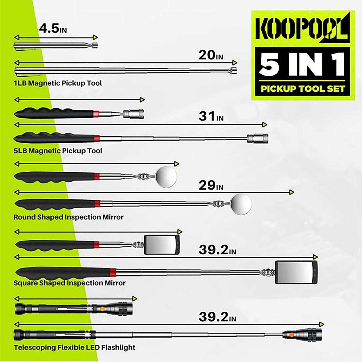 Telescoping Magnetic Pickup Tool Set, Inspection Mirror Telescoping, LED Flashlight, Cool Gadgets for Men, Gifts for Dad, Husband, Kids, Boyfriend, Magnet Stick