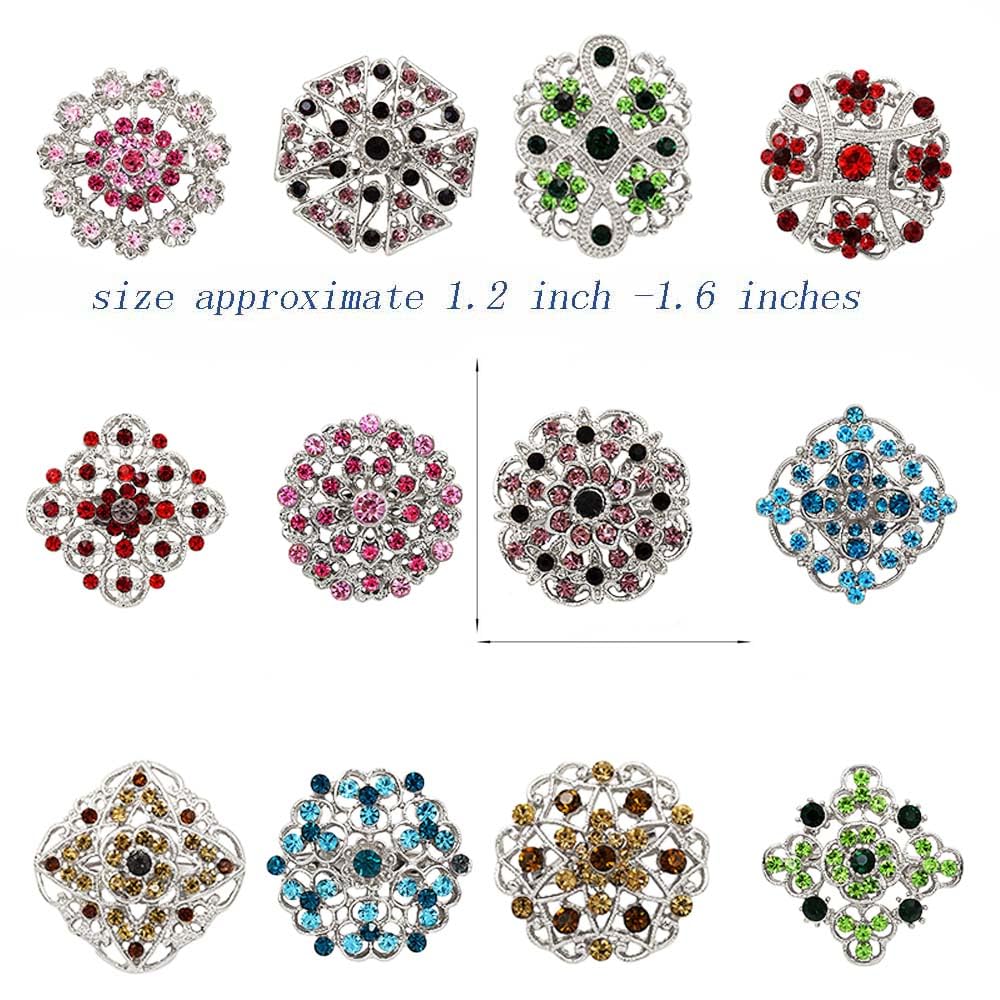 Ezing 12pcs Lot Crystal Brooch for Wedding Bouquet (G)