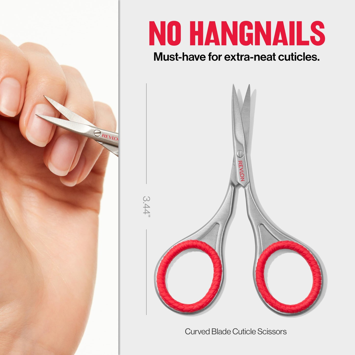 Revlon Cuticle Scissors, Ultra-Fine Stainless Steel Curved Blade for Neat Cuticles and Hangnail Trimming, Tool for Safe Cuticle Nail Care, 1 count