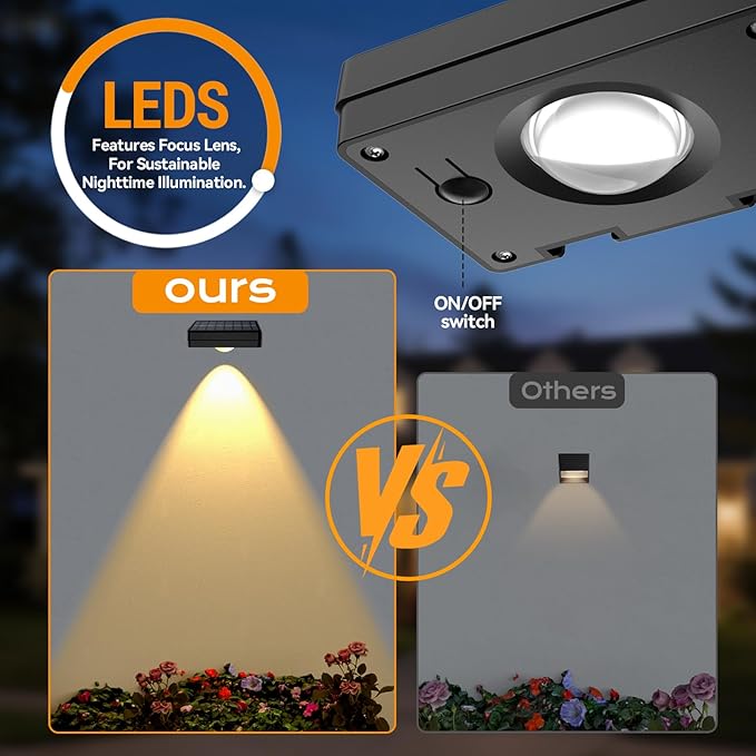 Solar LED Wall Light,RGB Color Changing Spotlight - Waterproof Outdoor Garden Path Lighting,10 Modes Auto On/Off,IP44 ABS Material,30H Runtime No Wiring Needed for Yard & Courtyard (24 P)