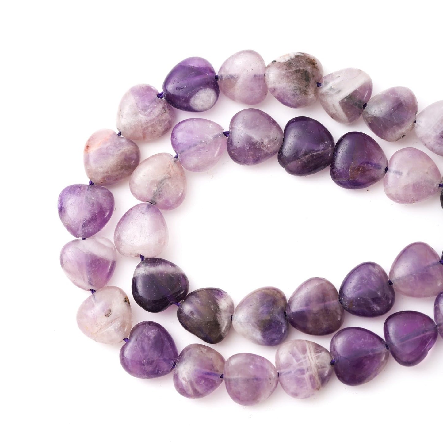 Natural Heart Shaped Amethyst Stone Beads 10mm Loose Crystal Healing Beads for DIY Necklace Bracelet Making Gemstone Craft Supplies