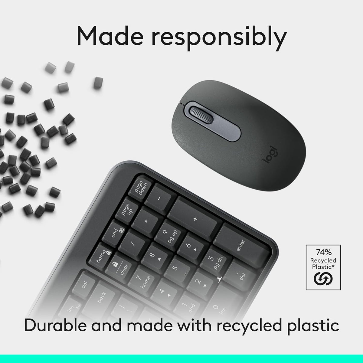 Logitech MK250 Bluetooth Wireless Mouse and Keyboard Combo: Fast & Easy Connectivity, Compact Wireless Keyboard, Ambidextrous Mouse, Durable Build - Windows/MacOS - Graphite