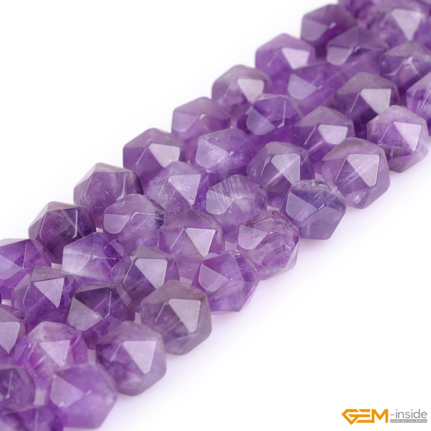 GEM-Inside Natural 8mm Amethyst Gemstone Loose Beads Light Purple Square Faceted Agate Beads Cambay Crystal Energy Stone Power for Jewelry Making 15"