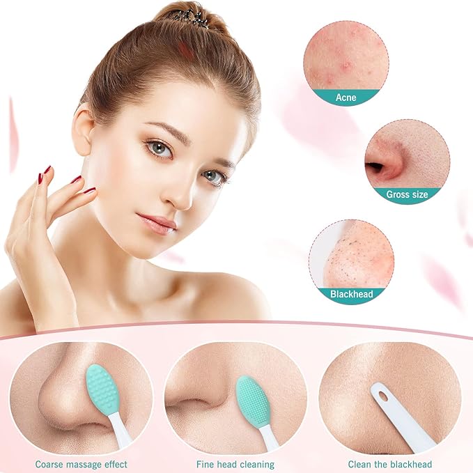 Patelai 24 Pcs Silicone Exfoliating Lip Scrub Brush with Container Double Sided Silicone Lip Scrubber Soft Cleaning Brush for Men Women Lightening for Dark Lips(Pink, Green, Purple)