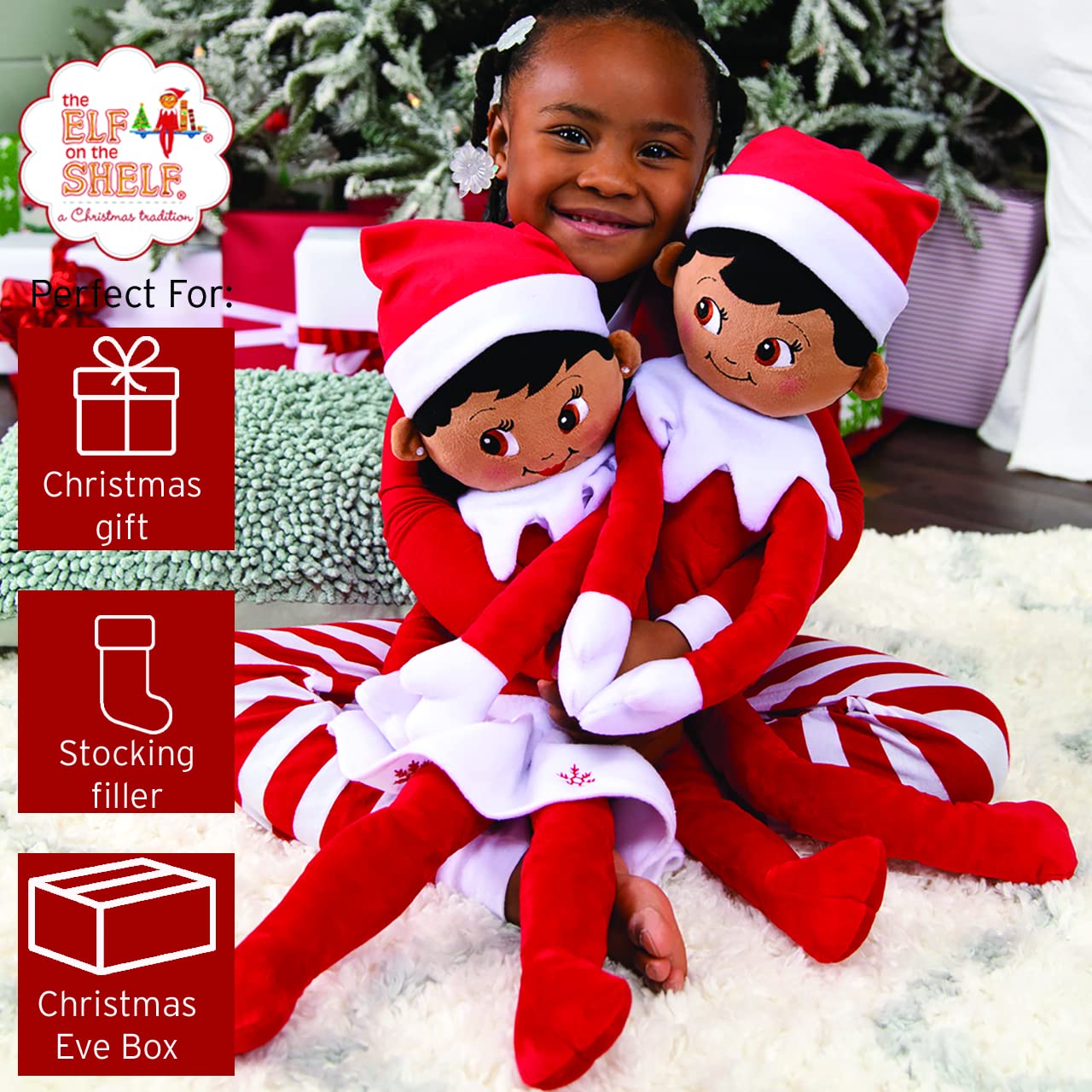 The Elf on the Shelf Hugable- 27-inch Scout Elf Plush Toys - Lovable Stuffed Brown Eyed Girl Elf Plush