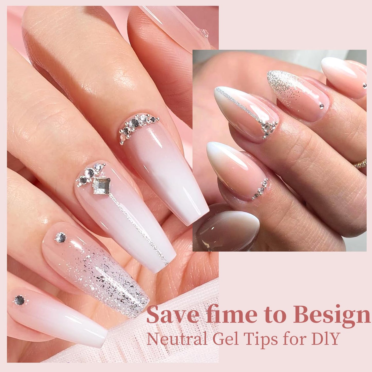 150 Pcs Almond Press on Nails - White Gradient Press on Nails Almond Acrylic Nails Nail Set Stick on Nails Nail Tips Almond Shape White Press on Nails for Gift